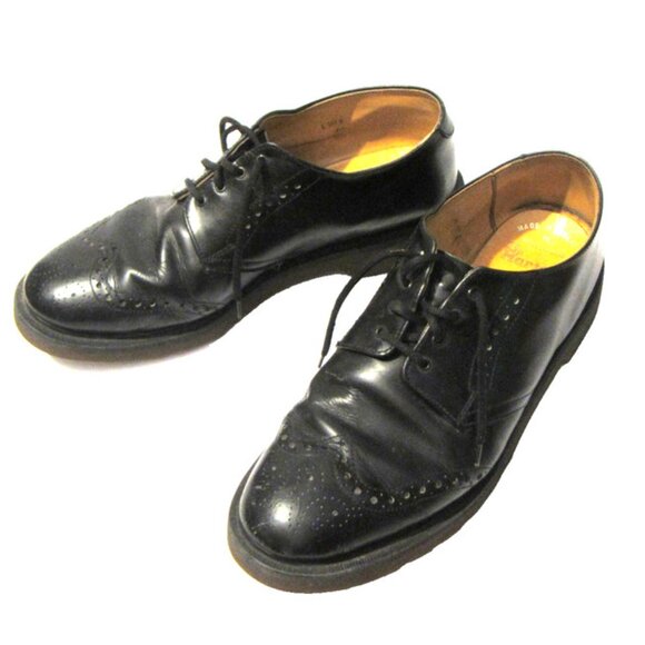 Vintage 80s Solovair Dr Martens Black Leather L503 Brogue Derby UK 11 N US 12 main image 13